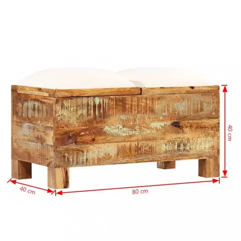 Lavice a stoličky Úložná lavice hnedá / krémová Dekorhome 80 cm