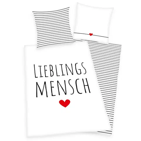 Obliečky Herding Bavlnené obliečky Lieblings mensch, 140 x 200 cm, 70 x 90 cm