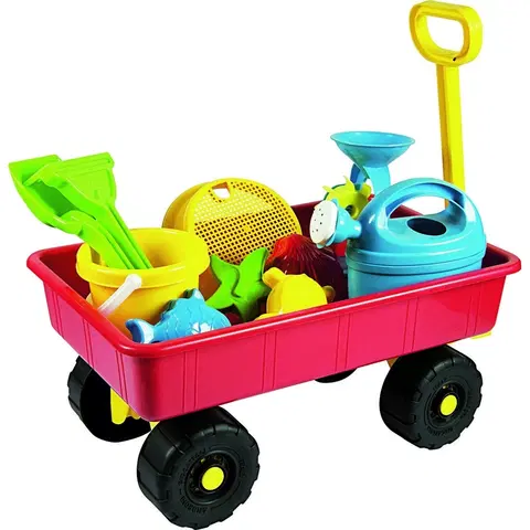 Hračky na záhradu Detský záhradný vozík s príslušenstvom, červená