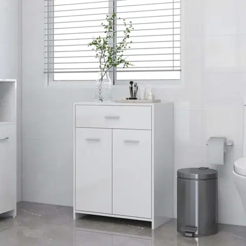 Kúpeľňové skrinky Kúpeľňová skrinka DTD doska Dekorhome Biela lesk