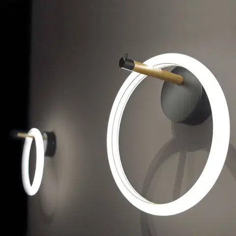 Nástenné svietidlá Marchetti Nástenné svietidlo LED Ulaop, jeden krúžok, čierne