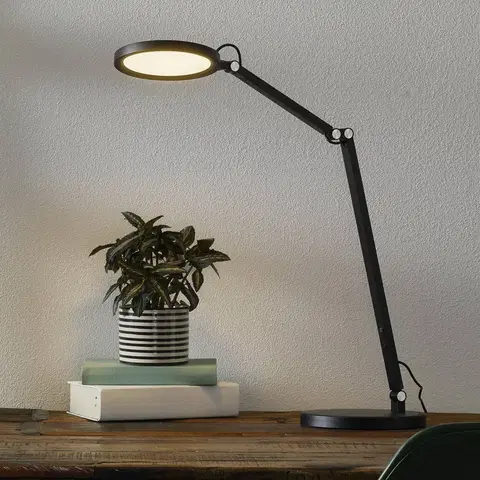 Stolové lampy na písací stôl Fabas Luce LED lampa na písací stôl Regina stmievač, čierna