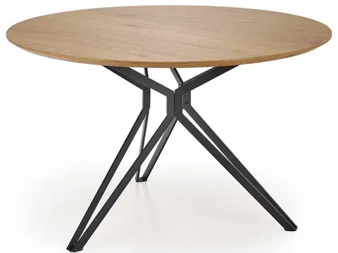 Jedálenské stoly HALMAR Pixel 2 okrúhly jedálenský stôl dub zlatý / čierna