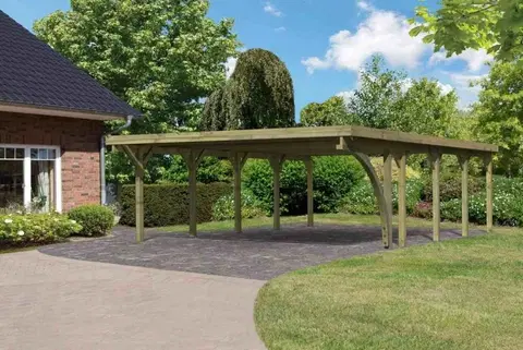 Záhradné domčeky Drevený prístrešok / carport CLASSIC 3B s plechmi Lanitplast