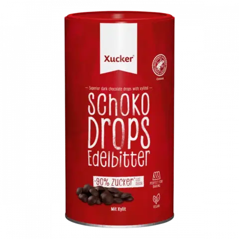 Čokolády Xucker Chocolate Drops tmavá čokoláda 200 g horká čokoláda