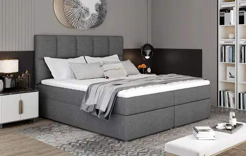 Postele NABBI Grosio 185 čalúnená manželská posteľ s úložným priestorom sivá (Sawana 05)