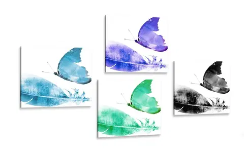 Zostavy obrazov Set obrazov farebné motýle
