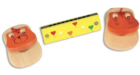 Hudobné hračky BONTEMPI - drevené kastanety a harmonika