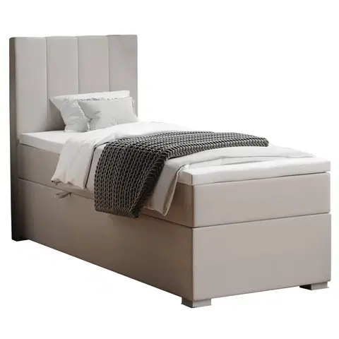 Postele Boxspringová posteľ, jednolôžko, taupe, 90x200, ľavá, BRED
