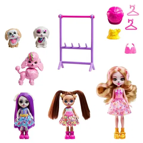 Hračky bábiky MATTEL - Enchantimalittle Smoby rodinný set - psíkovia
