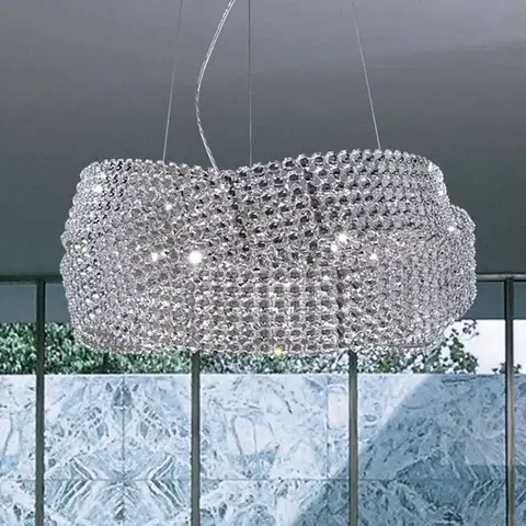 Závesné svietidlá Marchetti Krištáľová závesná lampa Diamante Ø 95 cm