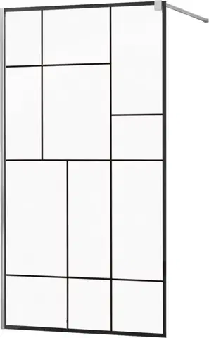 Sprchové dvere MEXEN/S - KIOTO Sprchová zástena WALK-IN 80x200 cm 8 mm, chróm, čierny vzor 2 800-080-101-01-78