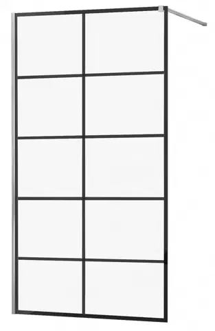 Sprchové dvere MEXEN/S - KIOTO Sprchová zástena WALK-IN 70x200 cm 8 mm, chróm, čierny vzor 1 800-070-101-01-77