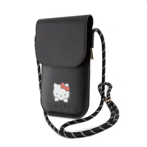 Puzdrá na mobilné telefóny Taška na telefón Hello Kitty PU Daydreaming Logo Leather, čierna 57983116951