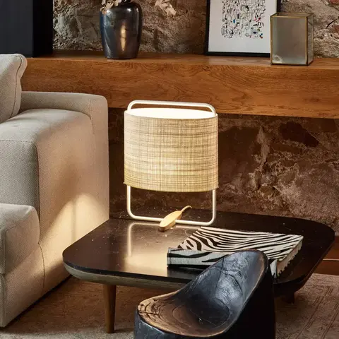 Lampy na nočný stolík Carpyen Stolná lampa Margot výška 44 cm prírodná perleťová dubová