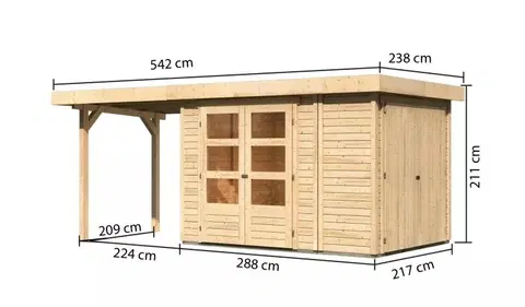 s prístreškom Drevený záhradný domček RETOLA 2 Lanitplast 512 cm