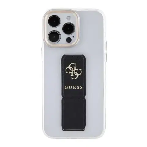 Puzdrá na mobilné telefóny Zadný kryt Guess PU Grip Stand 4G Metal Logo pre iPhone 15 Pro, čierna 57983117151