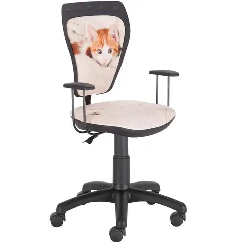 Otočné kreslá Kancelárska stolička Minnistyle Black Ryšavé mačiatko
