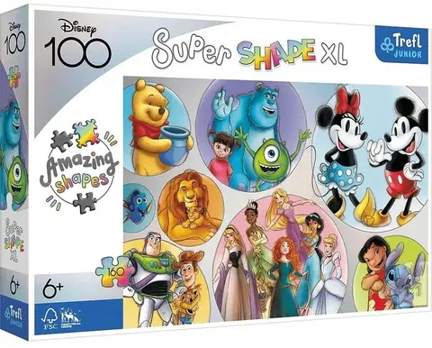 Hračky puzzle TREFL - Puzzle 160 XL Super Shape - Farebný svet Disney / Disney 100
