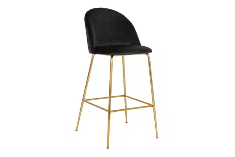 Barové stoličky Norddan Dizajnová barová stolička Kristopher, čierna / mosadz