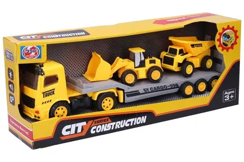 Hračky - dopravné stroje a traktory WIKY - Ťahač so stavebnými strojmi 36cm