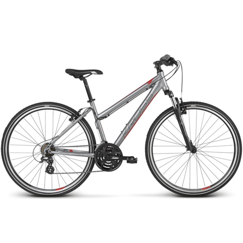 Bicykle Bicykel Kross Evado 2.0 D 28" - model 2022 strieborná/červená - M (17", 158-170 cm)