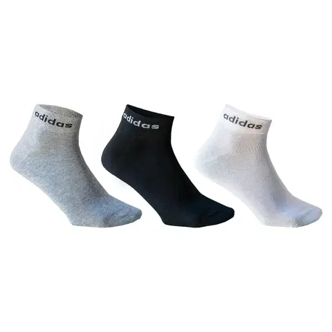 bedminton Športové ponožky stredne vysoké 3 páry čierne, biele a sivé
