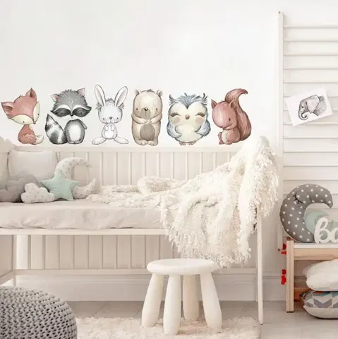 Nálepky na stenu Detské nálepky zvieratiek na stenu nad postieľkou do izby