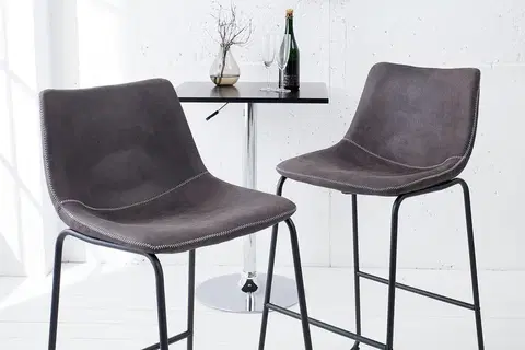 Barové stoličky LuxD Dizajnová barová stolička Alba / vintage sivá