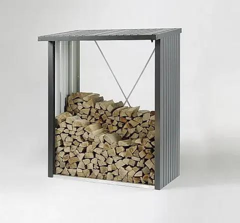 Drevníky Biohort Multifunkční sklad krbového dreva - drevník WoodStock 157 x 102 (tmavo sivá metalíza)
