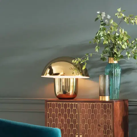 Lampy na nočný stolík KARE KARE Mushroom - stolová lampa v tvare huby, zlatá
