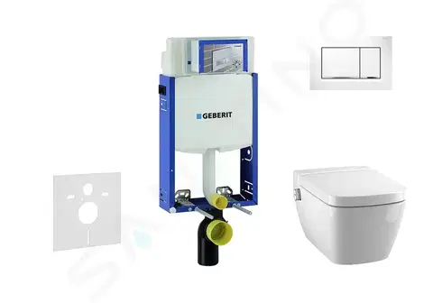 Záchody GEBERIT - Kombifix Modul na závesné WC s tlačidlom Sigma30, biela/lesklý chróm + Tece One - sprchovacia toaleta a doska, Rimless, SoftClose 110.302.00.5 NT5