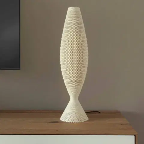 Stolové lampy Tagwerk Diamantová stolová lampa z organického materiálu, ľan, 65 cm