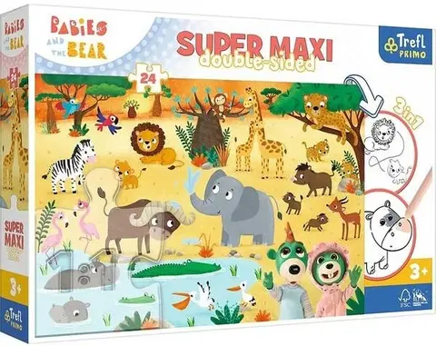 Hračky puzzle TREFL - Puzzle 24 SUPER MAXI -  Deti a Medveď