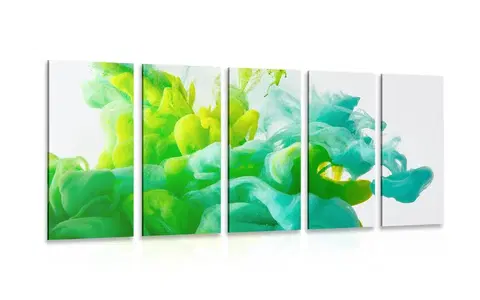 Abstraktné obrazy 5-dielny obraz atrament v zelenom odtieni