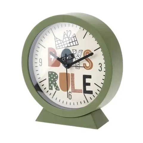 Hodiny Detské stolné hodiny, Boys Rule, zelená, pr. 15 cm