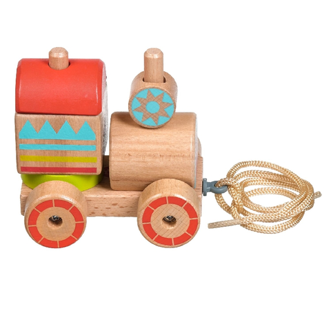 Drevené hračky LUCY & LEO - Drevená ťahacia mašinka – skladačka 6 dielov