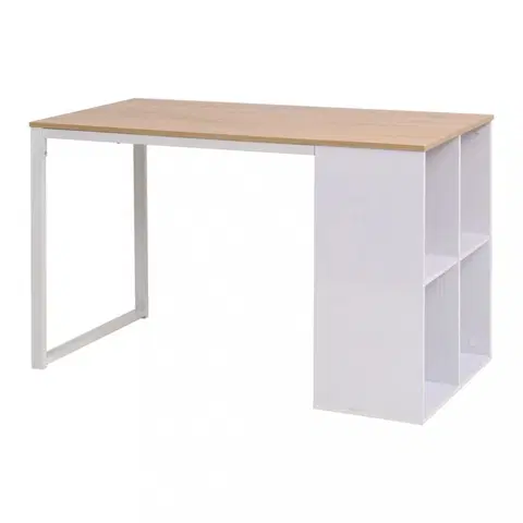 Písacie stoly Písací stôl s regálom 120x60 cm Dekorhome Biela / dub