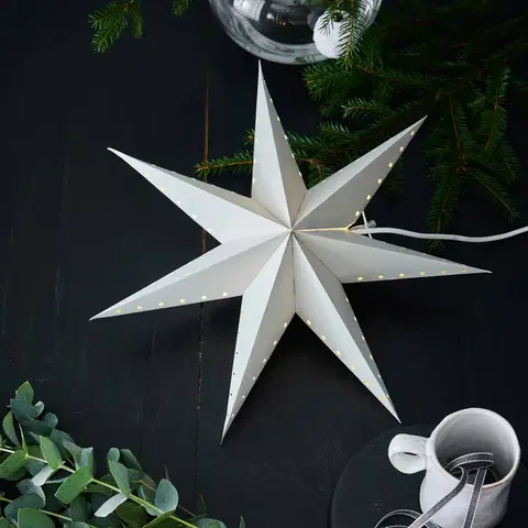 Vianočné svetelné hviezdy Markslöjd Živá dekoratívna hviezda, závesná, sivá, Ø 45 cm