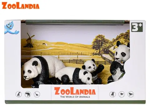 Hračky - figprky zvierat MIKRO TRADING - Zoolandia samec a samica pandy s mláďatami v krabičke