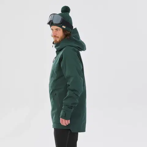 bundy a vesty Pánska lyžiarska bunda FR500 zelená