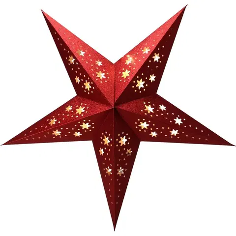Vianočné dekorácie Vianočná papierová LED dekorácia Red star, 10 LED, 60 cm