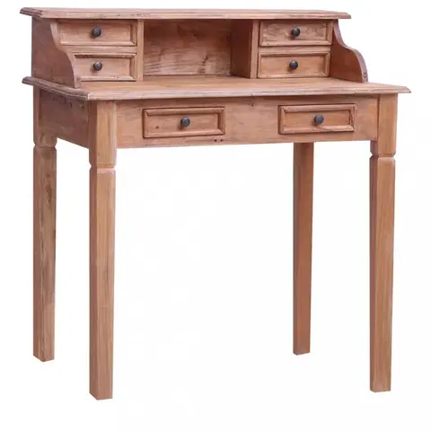 Pracovné stoly Písací stôl zo zásuvkami masívne drevo Dekorhome Hnedá