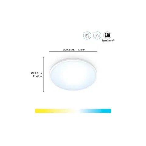 SmartHome stropné svietidlá WiZ WiZ SuperSlim LED stropné svetlo CCT Ø29cm biele