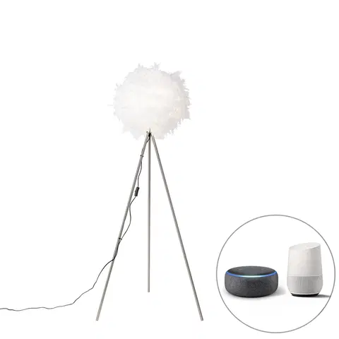 Stojace lampy Elegantná romantická stojaca lampa biela vrátane Wifi A60 - Feather