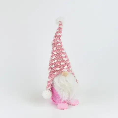 Vianočné dekorácie Vianočný textilný škriatok Pinky, 23 cm