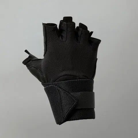 posilňovanie Pohodlné rukavice na posilňovanie s bandážou - čierne