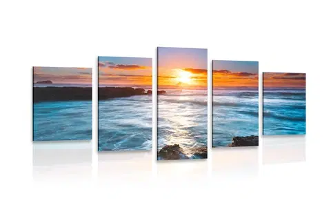 Obrazy prírody a krajiny 5-dielny obraz slnko nad morom