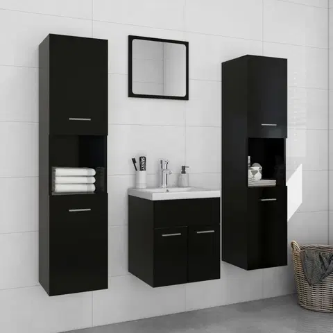 Kúpeľňové zostavy Kúpeľňová zostava 4 ks DTD Dekorhome Čierna