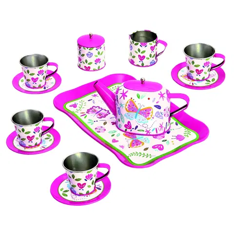 Drevené hračky Bino Detský čajový set - ružová